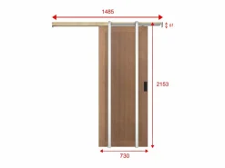 Hot Vente-unique Puerta corredera de empotrado en MDF y madera natural oscura - H205 x L73 cm - SANDORA Color natural oscuro