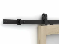 Vente-unique Puerta corredera de madera con riel y 3 ventanas - Cristal templado esmerilado - ACOSTA II