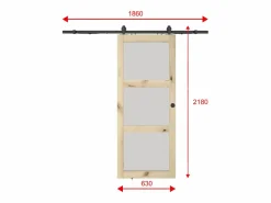 Vente-unique Puerta corredera de madera con riel y 3 ventanas - Cristal templado esmerilado - ACOSTA II
