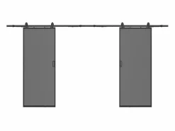 Online Vente-unique Puerta corredera doble - cristal templado ahumado - 2 x Alt. 205 x Ancho 93 cm - LINCI II Negro