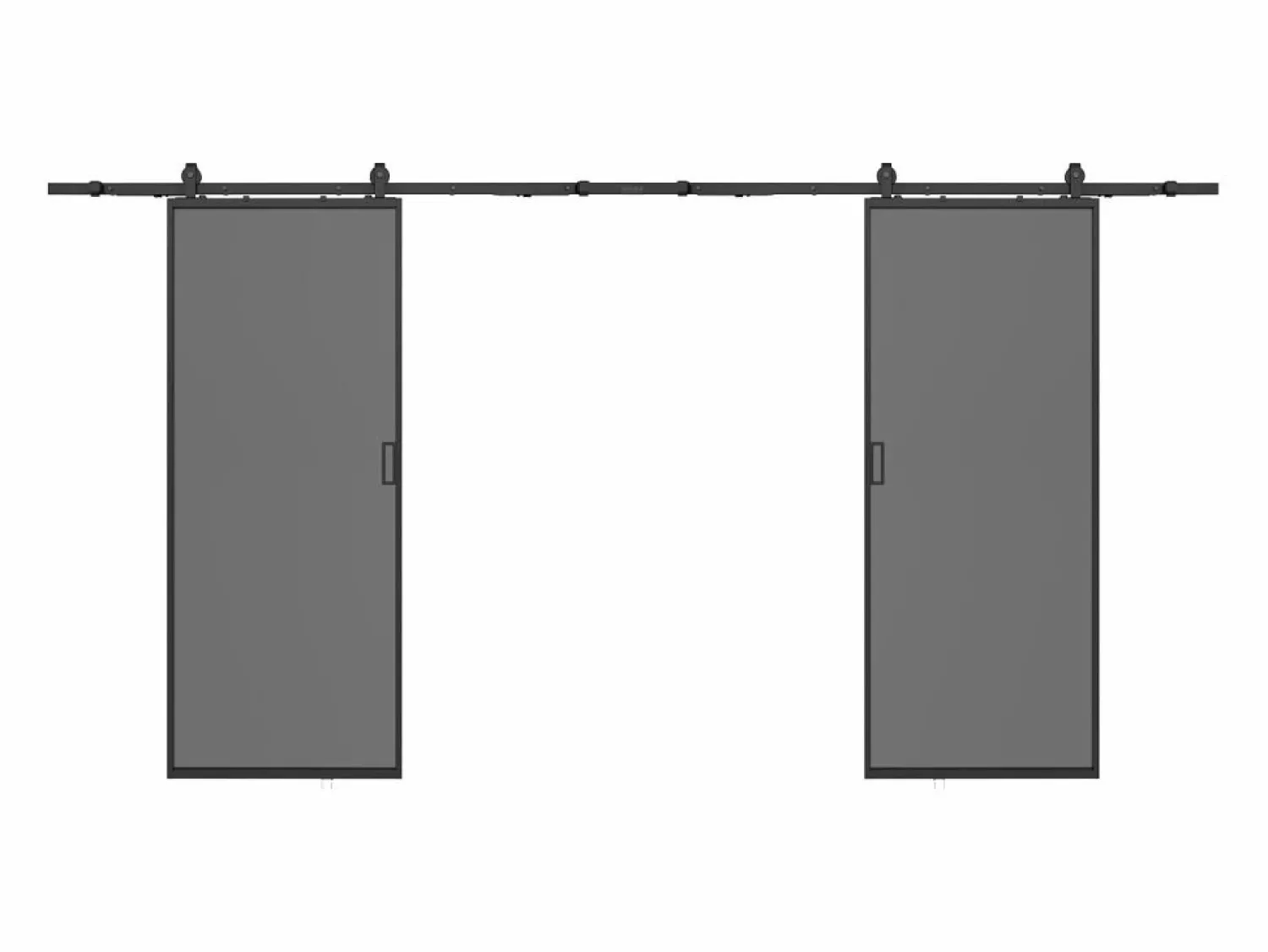 Online Vente-unique Puerta corredera doble - cristal templado ahumado - 2 x Alt. 205 x Ancho 93 cm - LINCI II Negro