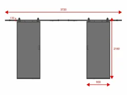 Online Vente-unique Puerta corredera doble - cristal templado ahumado - 2 x Alt. 205 x Ancho 93 cm - LINCI II Negro