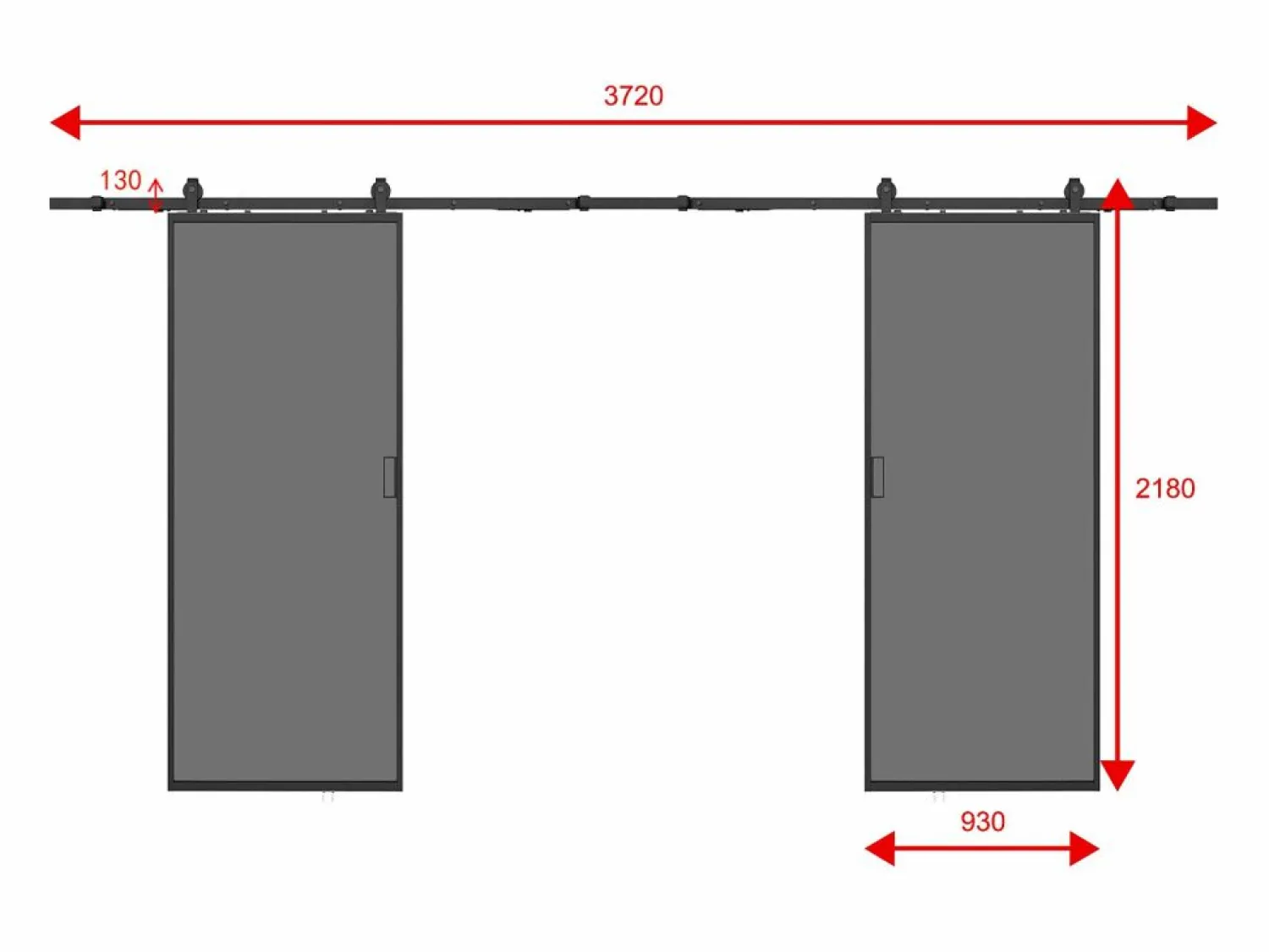 Online Vente-unique Puerta corredera doble - cristal templado ahumado - 2 x Alt. 205 x Ancho 93 cm - LINCI II Negro