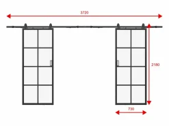 Hot Puerta corredera doble - vidrio templado - 2 x Alt. 205 x L73 cm - WILDEN II Puerta Corredera