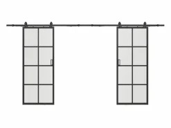 Best Puerta corredera doble - vidrio templado esmerilado - 2 x Alt. 205 x L83 cm - WILDEN II Puerta Corredera