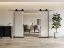 Best Puerta corredera doble - vidrio templado esmerilado 2 x Alt. 205 x Ancho 63 cm - LINCI II Puerta Corredera