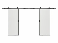 Best Puerta corredera doble - vidrio templado esmerilado 2 x Alt. 205 x Ancho 63 cm - LINCI II Puerta Corredera