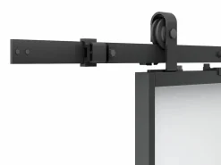 Vente-unique Puerta corredera doble - vidrio templado ahumado - 2 x Alt. 205 x Ancho 73 cm - LINCI II
