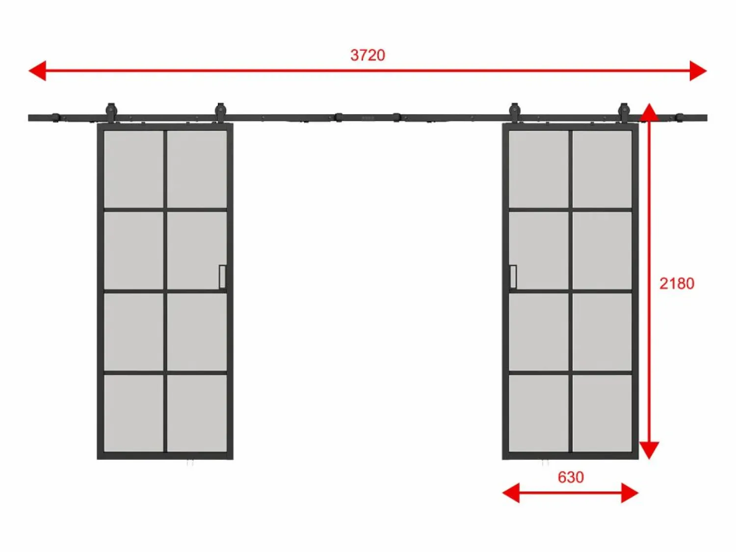 Vente-unique Puerta corredera doble - vidrio templado esmerilado - 2 x Alt. 205 x L63 cm - WILDEN II