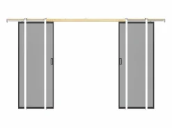 Vente-unique Puerta corredera doble con galandage, vidrio templado ahumado - 2 x Alt. 205 x L63 cm - LINCI II