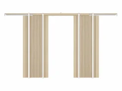 Sale Vente-unique Puerta corredera doble empotrada de madera y MDF estriado - 2 x Alt. 205 x An. 93 cm - AREZO Color natural claro