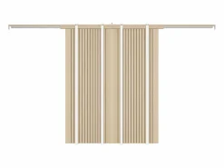 Sale Vente-unique Puerta corredera doble empotrada de madera y MDF estriado - 2 x Alt. 205 x An. 93 cm - AREZO Color natural claro