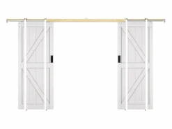 Online Vente-unique Puerta corredera doble empotrada en madera y MDF - - 83 cm - NEFARA Blanco