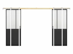 Sale Vente-unique Puerta corredera doble sistema de empotrado vidrio esmerilado 2 x Alt. 205 x Ancho 83 cm, ARTISTO II Negro