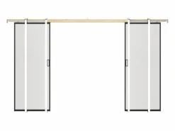 Vente-unique Puerta corredera doble sistema de empotrado vidrio esmerilado 2 x Alt. 205 x Ancho 63 cm - LINCI II