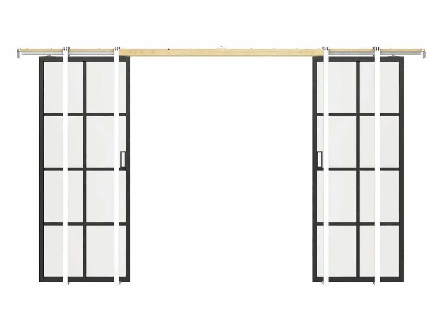 Vente-unique Puerta corredera doble sistema de empotrado vidrio templado - 2 x Alt. 205 x L83 cm - WILDEN II