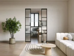 Online Puerta corredera doble sistema de empotramiento vidrio esmerilado - 2 x Alt. 205 x L83 cm - WILDEN II Puerta Corredera