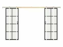 Online Puerta corredera doble sistema de empotramiento vidrio esmerilado - 2 x Alt. 205 x L83 cm - WILDEN II Puerta Corredera