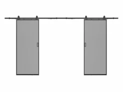 Outlet Vente-unique Puerta corredera doble vista - cristal ahumado - 2 x Alt. 205 x L63 cm - LINCI II Negro