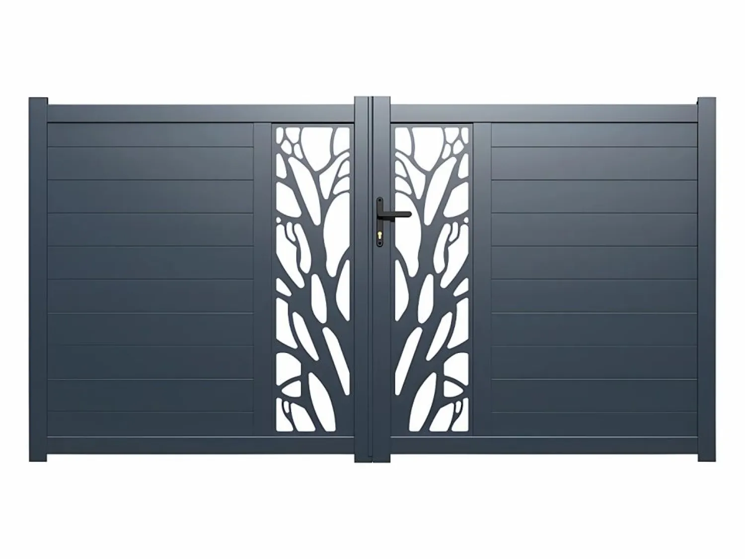 EXPERTLAND Puerta corredera eléctrica de aluminio semi transparente motivos L400xH179 cm antracita LABRIT II