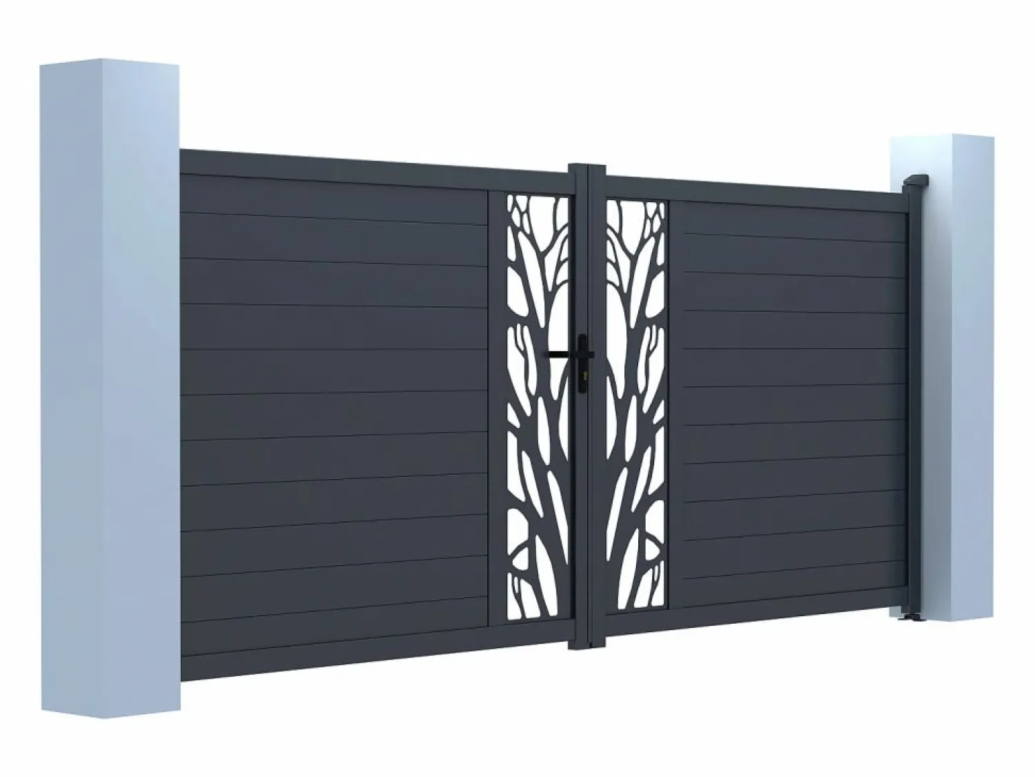 EXPERTLAND Puerta corredera eléctrica de aluminio semi transparente motivos L400xH179 cm antracita LABRIT II