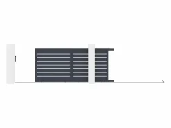 Discount EXPERTLAND Puerta corredera eléctrica de aluminio perforado L374 x H165 cm antracita PRIMO Gris antracita