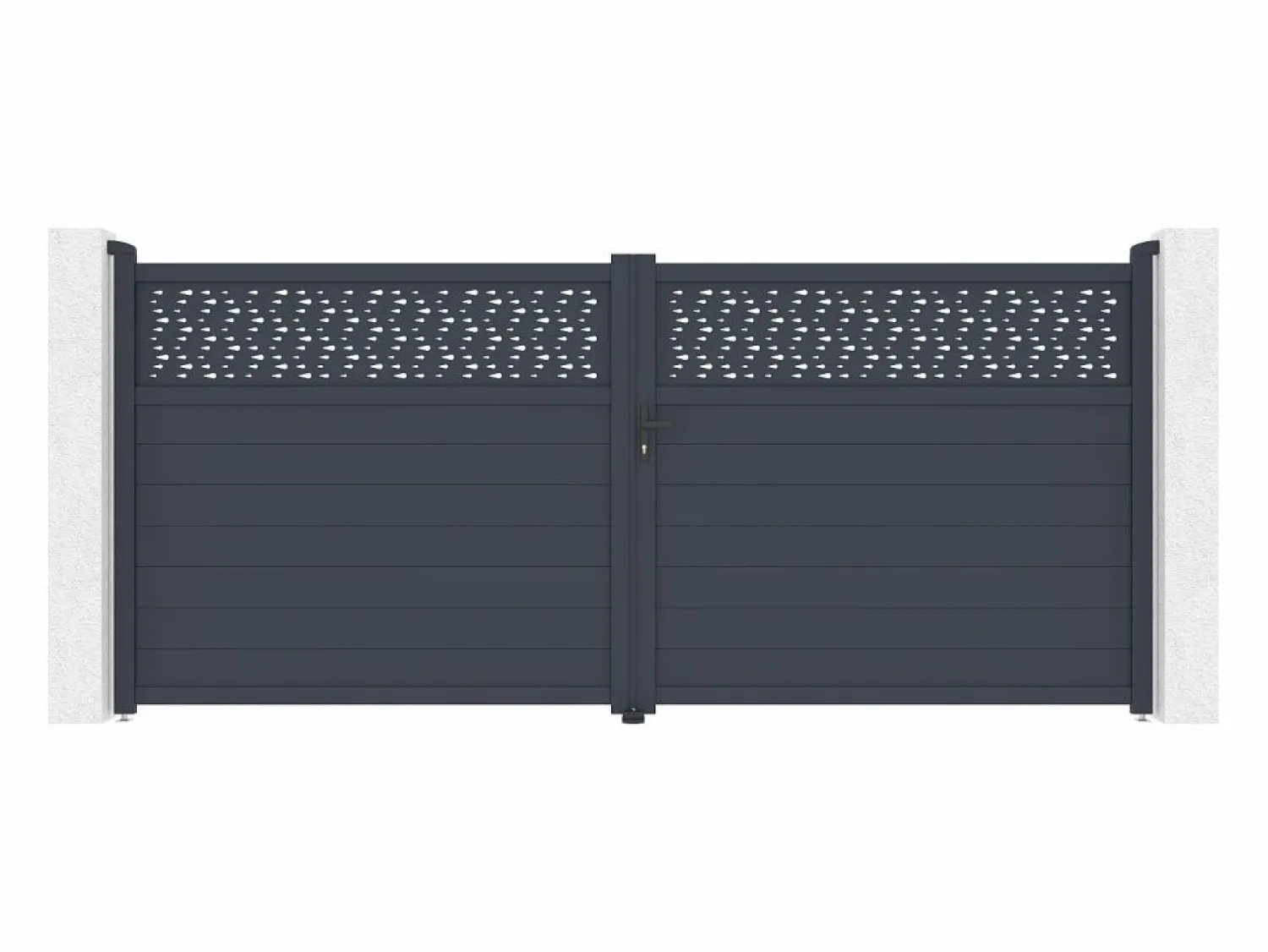 EXPERTLAND Puerta corredera eléctrica de aluminio semiperforada L397 x H181 cm antracita - BAZIO