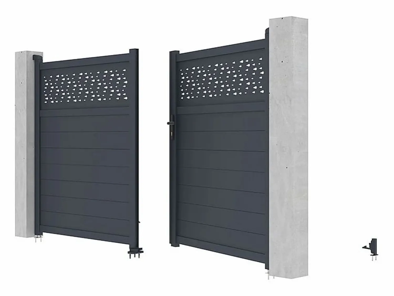 EXPERTLAND Puerta corredera eléctrica de aluminio semiperforada L397 x H181 cm antracita - BAZIO