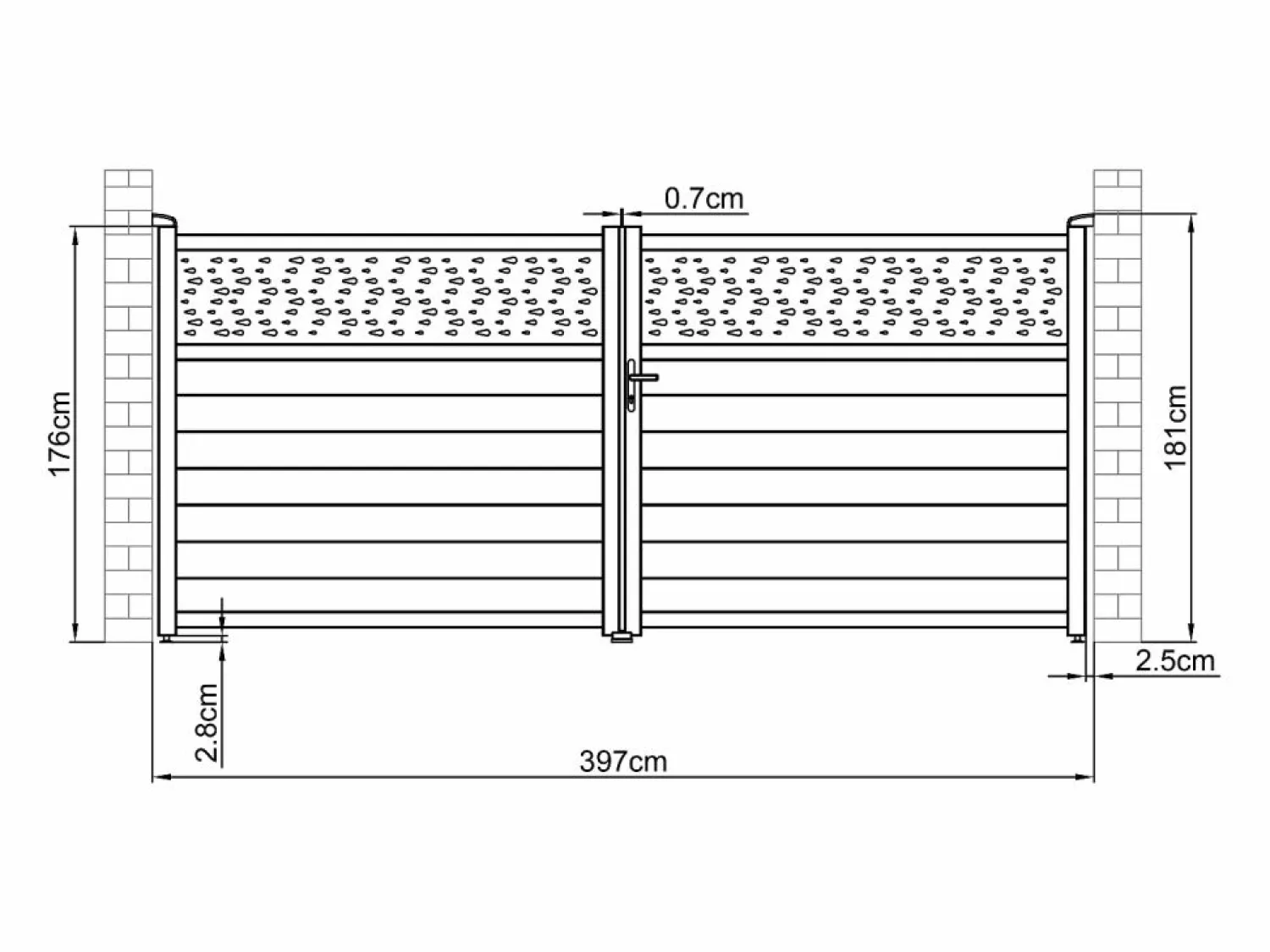 EXPERTLAND Puerta corredera eléctrica de aluminio semiperforada L397 x H181 cm antracita - BAZIO