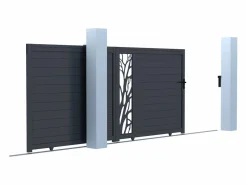 Discount Puerta corredera eléctrica de aluminio semitransparente Ancho 400 x Alt. 179 cm antracita LABRIT II Portón