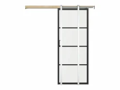 Vente-unique Puerta corredera empotrable vidrio templado esmerilado y aluminio Alt. 205 x Ancho 83 cm SINCA II