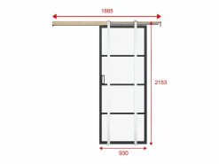Vente-unique Puerta corredera empotrable vidrio templado mate y aluminio Alt. 205 x L93 cm SINCA II
