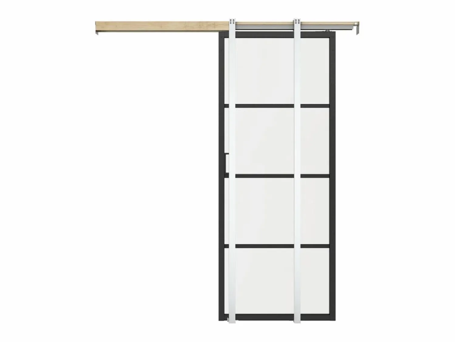 Discount Vente-unique Puerta corredera empotrable aluminio y vidrio transparente - Alt. 205 x L63 cm - SINCA II Negro