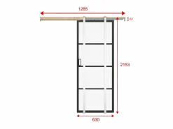 Discount Vente-unique Puerta corredera empotrable aluminio y vidrio transparente - Alt. 205 x L63 cm - SINCA II Negro