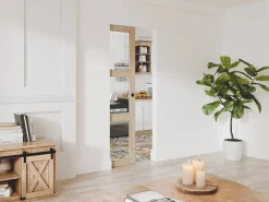 Sale Puerta corredera empotrada y 3 ventanas, L93 cm, Vidrio templado, ACOSTA II Puerta Corredera