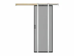 Vente-unique Puerta corredera empotrada - vidrio templado ahumado - Alt. 205 x L63 cm - LINCI II Negro