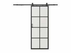 Sale Vente-unique Puerta corredera en aluminio y vidrio templado - Alt. 205 x Ancho 73 cm - WILDEN II Negro