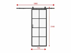Sale Vente-unique Puerta corredera en aluminio y vidrio templado - Alt. 205 x Ancho 73 cm - WILDEN II Negro