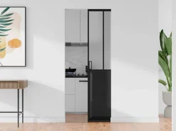 Sale Vente-unique Puerta corredera estilo taller en sistema de empotrado, cristal mate, Alt. 205 x Ancho 93 cm, ARTISTO II Negro