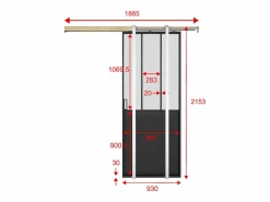 Sale Vente-unique Puerta corredera estilo taller en sistema de empotrado, cristal mate, Alt. 205 x Ancho 93 cm, ARTISTO II Negro