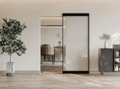 Discount Puerta corredera invisible en aluminio y cristal templado traslúcido - 93 x 210 cm - TORIPA Puerta Corredera