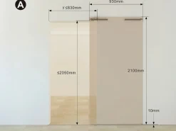 Discount Puerta corredera invisible en aluminio y cristal templado traslúcido - 93 x 210 cm - TORIPA Puerta Corredera