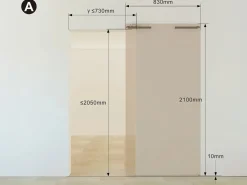 Discount Vente-unique Puerta corredera invisible en aluminio y cristal templado traslúcido - 93 x 210 cm - TORIPA Negro