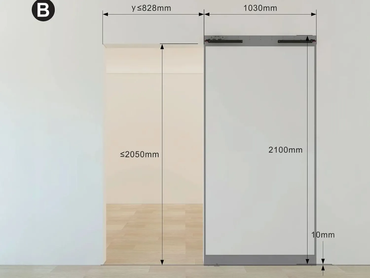 Hot Puerta corredera invisible de aluminio y cristal templado traslúcido - 103 x 210 cm - TORIPA Puerta Corredera