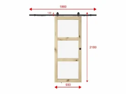 Vente-unique Puerta corredera sistema de aplique con 3 ventanas, L93 cm, Cristal templado, ACOSTA II