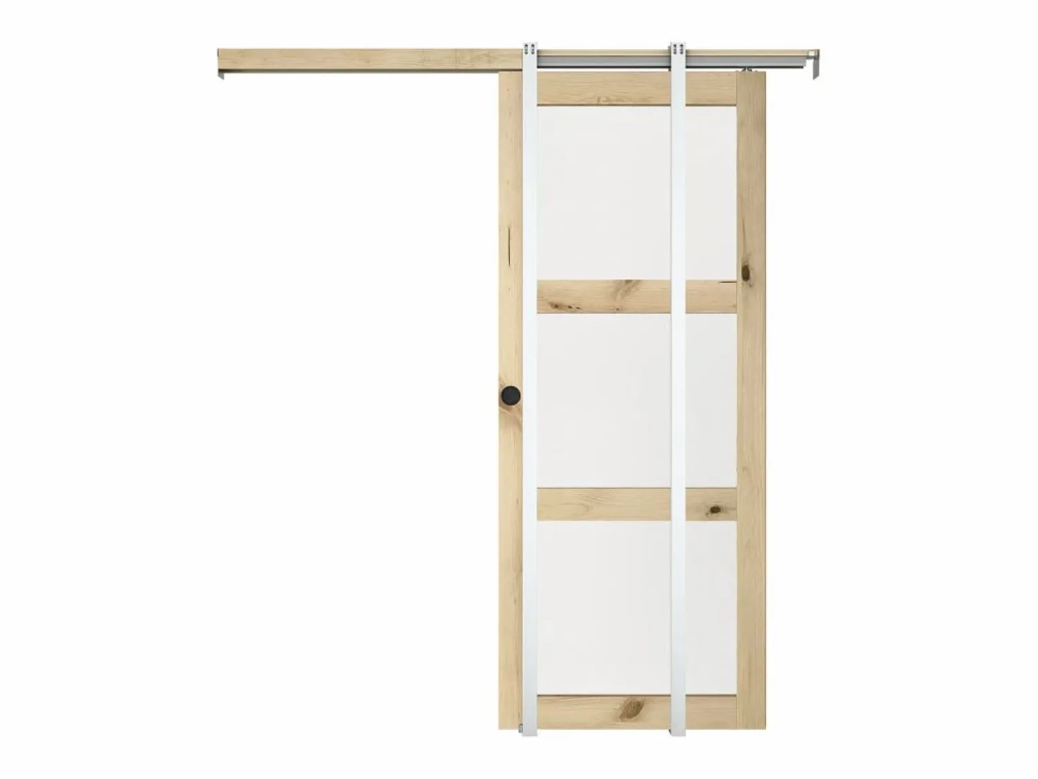 Vente-unique Puerta corredera sistema de empotrado con 3 ventanas, L63 cm, Vidrio esmerilado, ACOSTA II