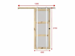 Vente-unique Puerta corredera sistema de empotrado con 3 ventanas, L63 cm, Vidrio esmerilado, ACOSTA II