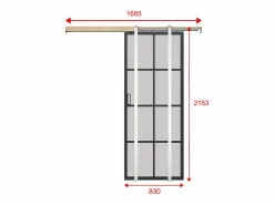 Hot Vente-unique Puerta corredera sistema de empotramiento - vidrio templado esmerilado - Alt. 205 x Ancho 83 cm - WILDEN II Negro