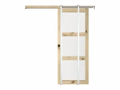 Vente-unique Puerta corredera sistema de empotrar con 3 ventanas, L63 cm, Vidrio templado, ACOSTA II Color natural claro