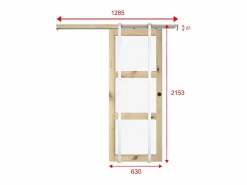 Vente-unique Puerta corredera sistema de empotrar con 3 ventanas, L63 cm, Vidrio templado, ACOSTA II Color natural claro
